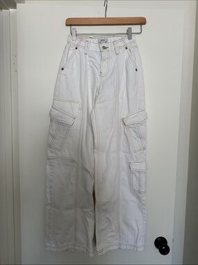 Forever 21 White Cargo Wide-Leg Pants
